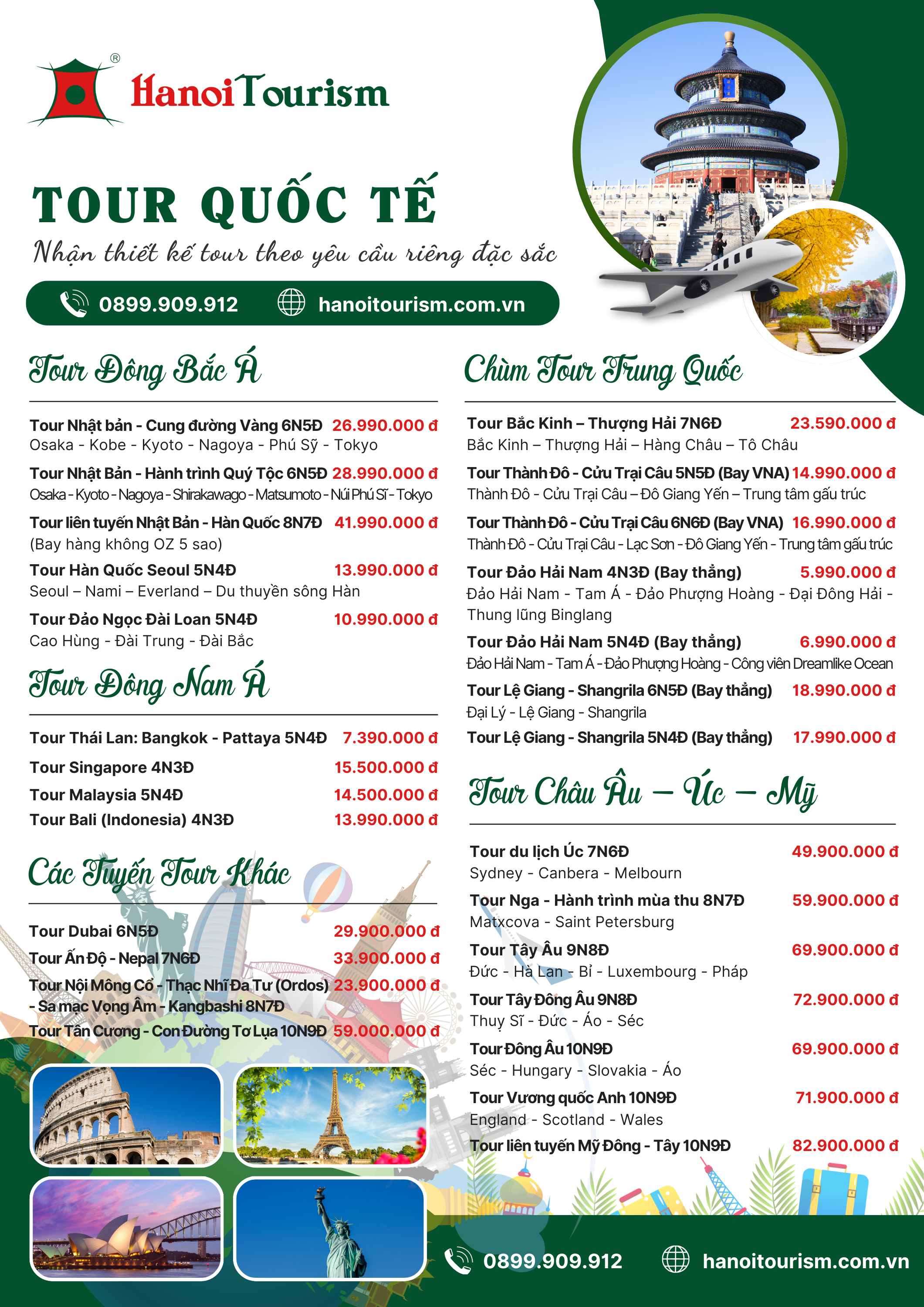 List tour quốc tế - Hanoi Tourism